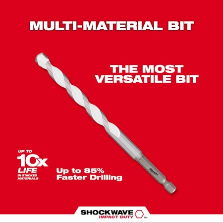 Milwaukee Tool 1/2 in. x 4 in. x 6 in. SHOCKWAVE Impact Duty Carbide Multi-Material Drill Bit 48-20-8892