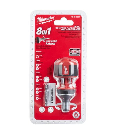 MILWAUKEE TOOL 8-in-1 Compact Ratcheting Multi-bit Driver 48-22-2330