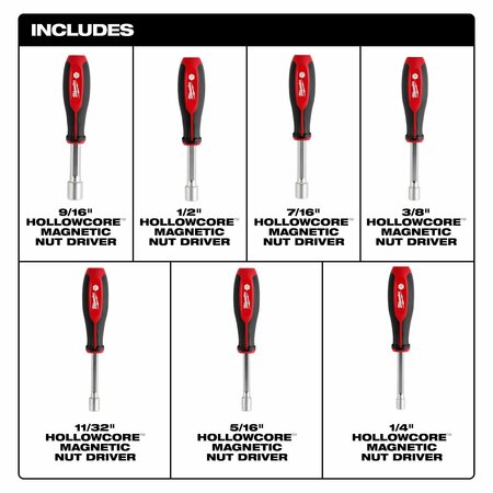 Milwaukee Tool Nut Driver Set, PP Handle, 7 pcs 48-22-2547