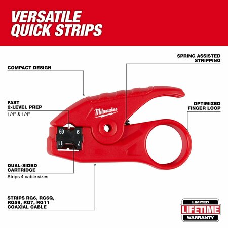 Milwaukee Tool Coax Stripper, ABS Plastic CAP, 0.09 lb 48-22-3064