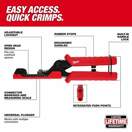 Milwaukee Tool Extended Reach Compression Coax Crimper 48-22-3073