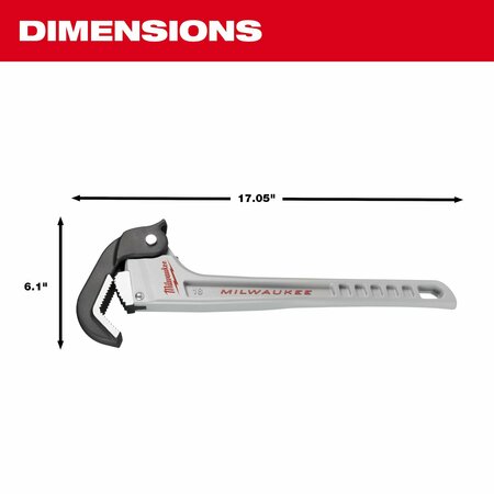 Milwaukee Tool Pipe Wrench, Al, 17 1/20 in L, 20.97 lb 48-22-7418