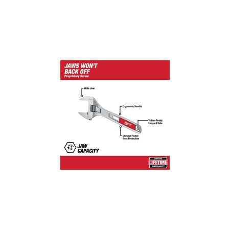 Milwaukee Tool 8" WIDE JAW ADJUSTABLE WRENCH 48-22-7508