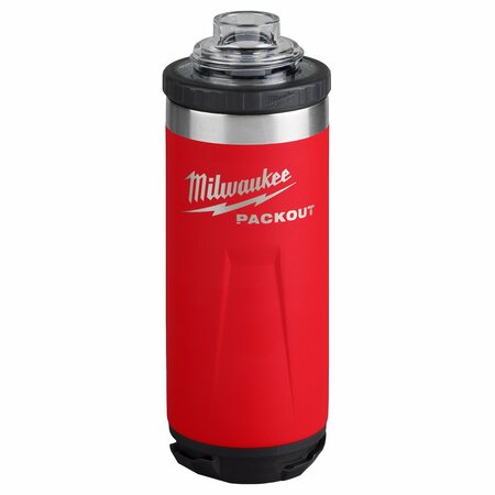 Milwaukee Tool Insulated Bottle, SS, 18 oz CAP, Black 48-22-8382R