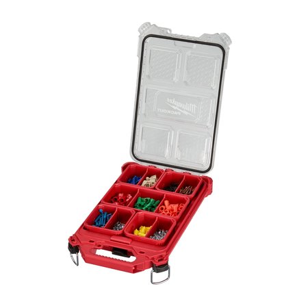 Milwaukee Tool PACKOUT Tool Case, 5 Compartments, 9-3/4 in W x 15-1/4 in D x 2-1/2 in H, Red 48-22-8436