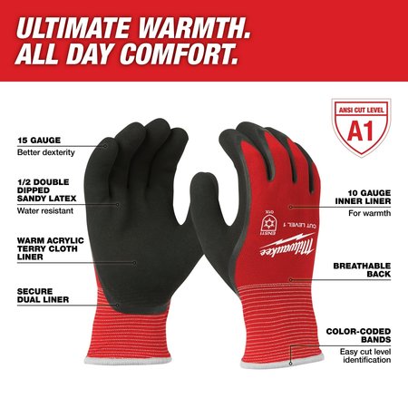Milwaukee Tool Cut Level 1 Winter Insulated Dipped Gloves - Medium 48-22-8911