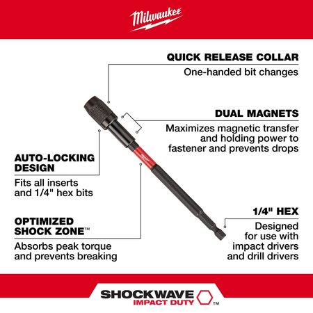 Milwaukee Tool SHOCKWAVE 18 in Impact Locking Bit Holder 48-32-4534