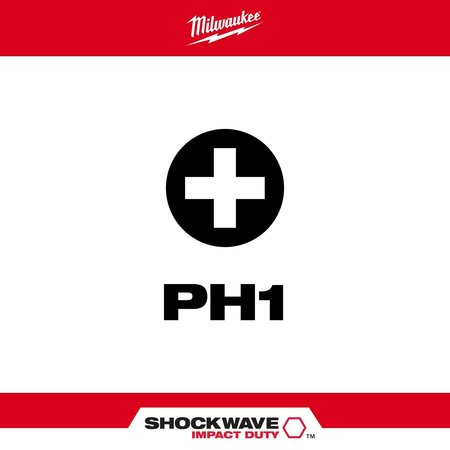 Milwaukee Tool 2 in. Phillips #1 SHOCKWAVE Impact Duty Power Bit (5 pk) 48-32-4638