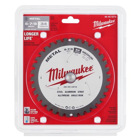 Milwaukee Tool 5 7/8 in. 34 Tooth Metal Cutting Circular Saw Blade (20mm Arbor) 48-40-4215