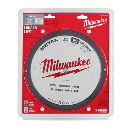 Milwaukee Tool 10 in. 50 Tooth Metal Cutting Circular Saw Blade (5/8 in. Arbor) 48-40-4260