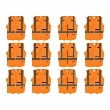 MILWAUKEE TOOL High Visibility Vest, 12 pk, L/XL 48-73-5032X12
