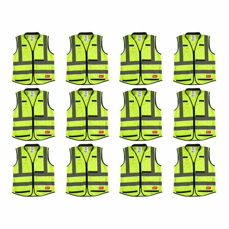 MILWAUKEE TOOL High Visibility Vest, 12 pk, L/XL 48-73-5042X12