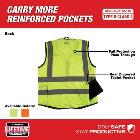 Milwaukee Tool Class 2 High Visibility Yellow Performance Safety Vest - 4XL/5XL 48-73-5044