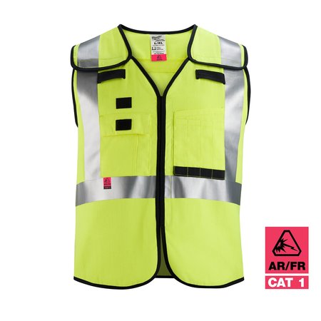 Milwaukee Tool Arc-Rated/Flame-Resistant Cat 1 Class 2 Breakaway High Visibility Yellow Safety Vest - Large/X-Large 48-73-5312