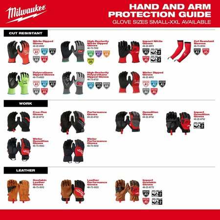 Milwaukee Tool Knit Gloves, Finished, Size M 48-73-7011