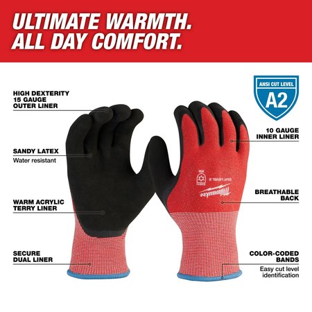 Milwaukee Tool Level 2 Cut Resistant Latex Dipped Winter Insulated Gloves - 2X-Large (12 pair) 48-73-7924B