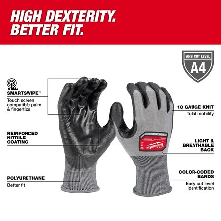 Milwaukee Tool Level 4 Cut Resistant High Dexterity Polyurethane Dipped Gloves - Large (12 pair) 48-73-8742B