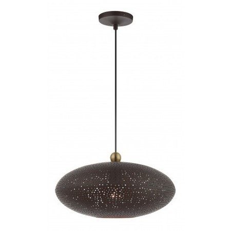 LIVEX LIGHTING Bronze with Antique Brass Accents Pendan 49102-07