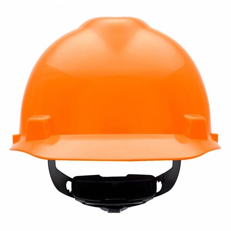 Msa Safety Front Brim Hard Hat, V-Gard, Slotted Cap, Type 1, Class E, Fas-Trac Ratchet Suspension, Orange 488146