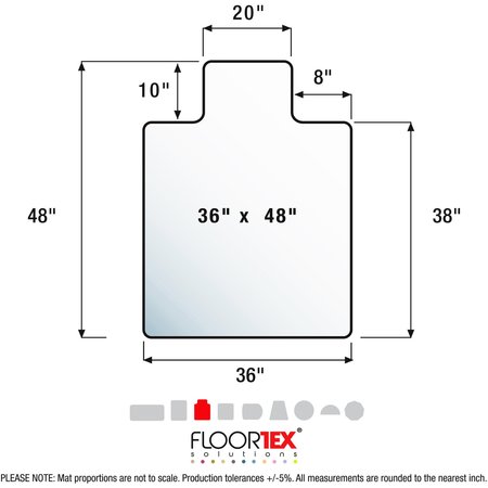 Floortex Chair Mat for Hard Floor, Rectangular Wit FC123648HLBV