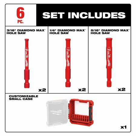 Milwaukee Tool Hole Saw Set, Diamond Grit 49-56-0550