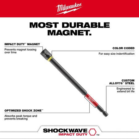 Milwaukee Tool 7/16 in. x 6 in. SHOCKWAVE Impact Duty Magnetic Nut Driver (1 pk) 49-66-4586