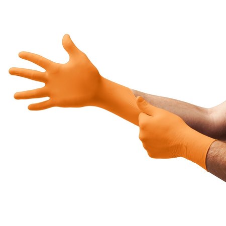 Ansell Blaze, High Visibility Exam Gloves, 5.1 mil Palm, Nitrile, Powder-Free, XL, 100 PK, Orange N484