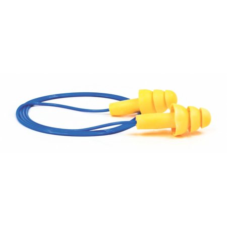 3M UltraFit Reusable Corded Earplugs, Flanged Shape, 25 dB NRR, Push-In, Med, Yellow/Blue, 1 Pair 340-4004
