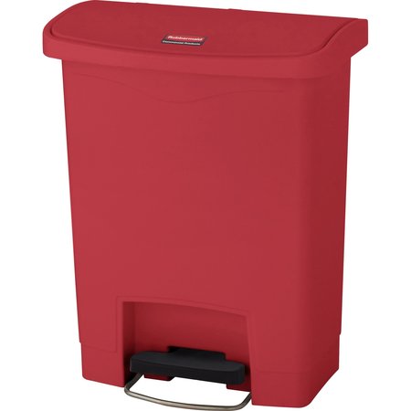 Rubbermaid Commercial 8 gal Rectangular Step Can, Red, 16 1/2 in Dia, Step-On, Plastic 1883564