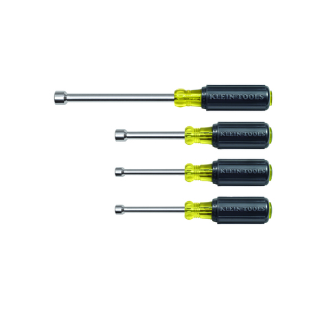 KLEIN TOOLS Nut Driver Set 3-Inch Shafts, Cushion-Grip™, 4-Piece 633