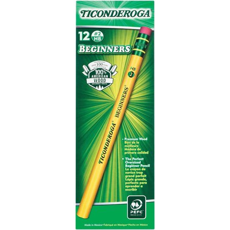 Ticonderoga Pencil, Beginner, #2, W/Eraser 13308