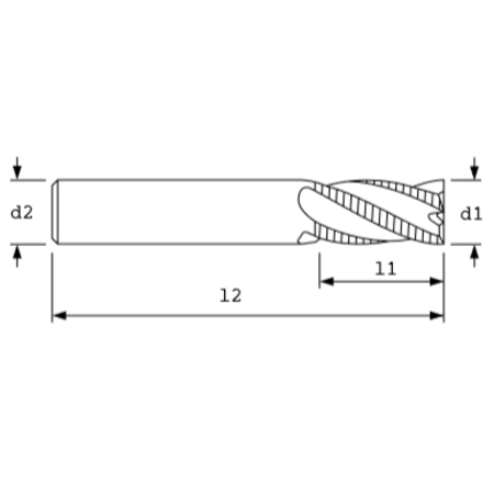 AC DRILLS SC Endmill, 4FL, TiAlN, 3/8"x1"x2-1/2" 80705