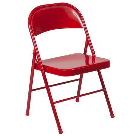 Flash Furniture HERCULES Series Double Braced Red Metal Folding Chair 4-BD-F002-RED-GG