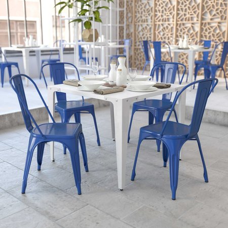 Flash Furniture Blue Metal Indoor-Outdoor Stackable Chair 4-CH-31230-BL-GG