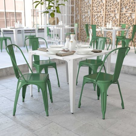 FLASH FURNITURE Green Metal Indoor-Outdoor Stackable Chair 4-CH-31230-GN-GG