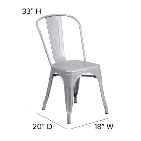Flash Furniture Silver Metal Indoor-Outdoor Stackable Chair 4-CH-31230-SIL-GG