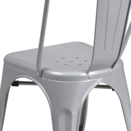 Flash Furniture Silver Metal Indoor-Outdoor Stackable Chair 4-CH-31230-SIL-GG