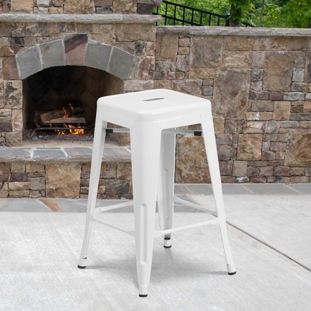 FLASH FURNITURE 4Pack 24" High Backless White Counter Height Stool 4-CH-31320-24-WH-GG