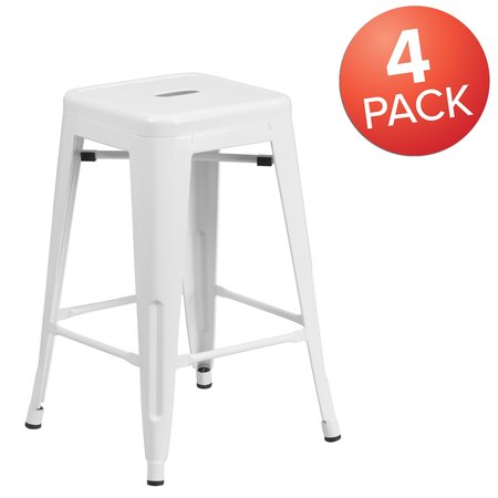 Flash Furniture 4Pack 24" High Backless White Counter Height Stool 4-CH-31320-24-WH-GG