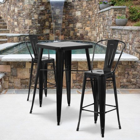 Flash Furniture 4Pack 30" High Black Metal Indoor-Outdoor Barstool 4-CH-31320-30GB-BK-GG