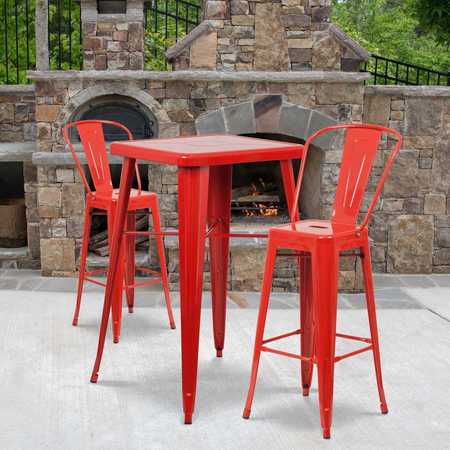 Flash Furniture 4 Pack 30" High Red Metal Indoor-Outdoor Barstool 4-CH-31320-30GB-RED-GG