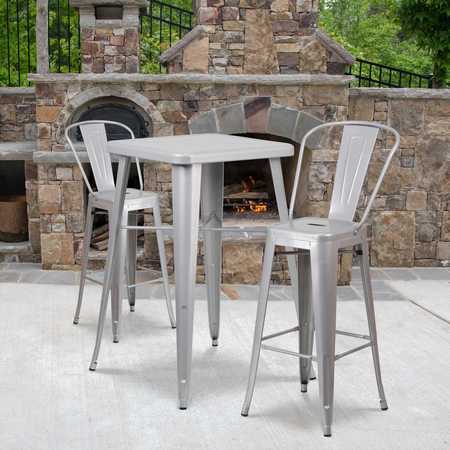 Flash Furniture 4PK 30" High Silver Metal Indoor-Outdoor Barstool 4-CH-31320-30GB-SIL-GG