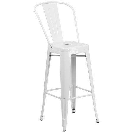Flash Furniture 4Pack 30" High White Metal Indoor-Outdoor Barstool 4-CH-31320-30GB-WH-GG