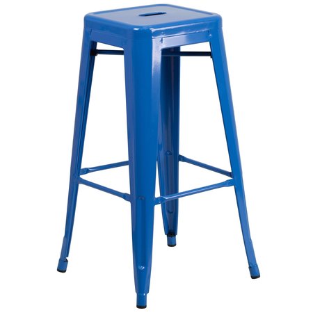Flash Furniture 4Pack 30" High Backless Blue Square Metal Barstool 4-CH-31320-30-BL-GG
