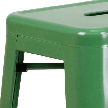 Flash Furniture 4PK 30"H No Back Green Metal Barstool Square Seat 4-CH-31320-30-GN-GG