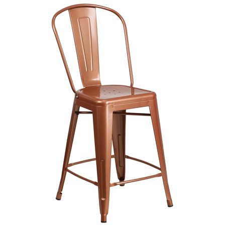 Flash Furniture Copper Metal Outdoor Stool, 24" 4-ET-3534-24-POC-GG