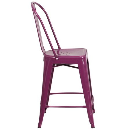Flash Furniture Purple Metal Outdoor Stool, 24" 4-ET-3534-24-PUR-GG