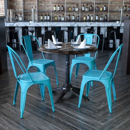 Flash Furniture Crystal Teal-Blue Metal Indoor-Outdoor Stackable Chair 4-ET-3534-CB-GG