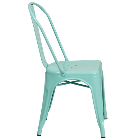 Flash Furniture Mint Green Metal Indoor-Outdoor Stackable Chair 4-ET-3534-MINT-GG