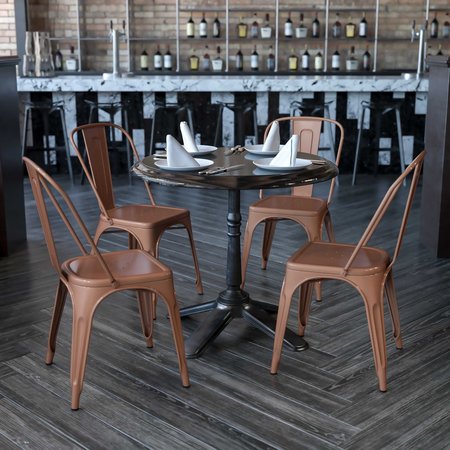 Flash Furniture Copper Metal Indoor-Outdoor Stackable Chair 4-ET-3534-POC-GG